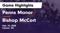 Penns Manor  vs Bishop McCort  Game Highlights - Feb. 24, 2020