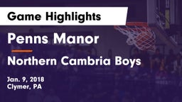 Penns Manor  vs Northern Cambria Boys Game Highlights - Jan. 9, 2018