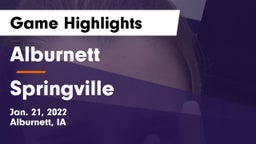 Alburnett  vs Springville  Game Highlights - Jan. 21, 2022