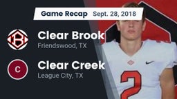 Recap: Clear Brook  vs. Clear Creek  2018