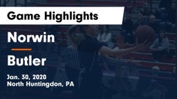 Norwin  vs Butler  Game Highlights - Jan. 30, 2020