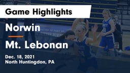 Norwin  vs Mt. Lebonan Game Highlights - Dec. 18, 2021