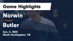 Norwin  vs Butler  Game Highlights - Jan. 4, 2024