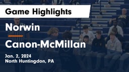 Norwin  vs Canon-McMillan  Game Highlights - Jan. 2, 2024
