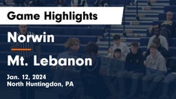 Norwin  vs Mt. Lebanon  Game Highlights - Jan. 12, 2024