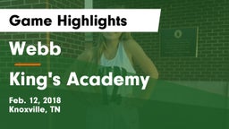 Webb  vs King's Academy Game Highlights - Feb. 12, 2018