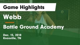 Webb  vs Battle Ground Academy  Game Highlights - Dec. 15, 2018