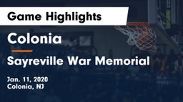 Colonia  vs Sayreville War Memorial  Game Highlights - Jan. 11, 2020