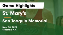 St. Mary's  vs San Joaquin Memorial  Game Highlights - Nov. 20, 2021