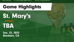 St. Mary's  vs TBA Game Highlights - Jan. 22, 2022