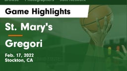 St. Mary's  vs Gregori  Game Highlights - Feb. 17, 2022