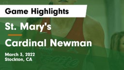 St. Mary's  vs Cardinal Newman  Game Highlights - March 3, 2022