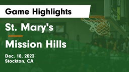 St. Mary's  vs Mission Hills  Game Highlights - Dec. 18, 2023