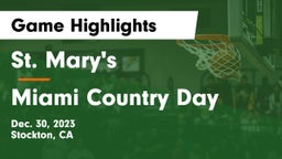 St. Mary's  vs Miami Country Day  Game Highlights - Dec. 30, 2023
