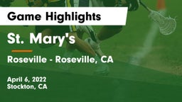 St. Mary's  vs Roseville  - Roseville, CA Game Highlights - April 6, 2022