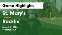 St. Mary's  vs Rocklin  Game Highlights - March 1, 2024