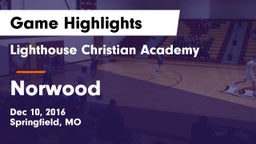 Lighthouse Christian Academy vs Norwood  Game Highlights - Dec 10, 2016