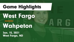 West Fargo  vs Wahpeton  Game Highlights - Jan. 15, 2021