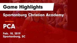 Spartanburg Christian Academy  vs PCA Game Highlights - Feb. 18, 2019