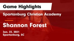 Spartanburg Christian Academy  vs Shannon Forest Game Highlights - Jan. 22, 2021