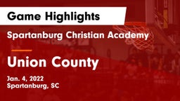 Spartanburg Christian Academy  vs Union County  Game Highlights - Jan. 4, 2022