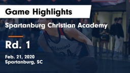 Spartanburg Christian Academy  vs Rd. 1 Game Highlights - Feb. 21, 2020