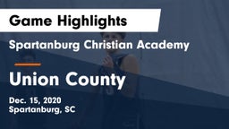 Spartanburg Christian Academy  vs Union County  Game Highlights - Dec. 15, 2020