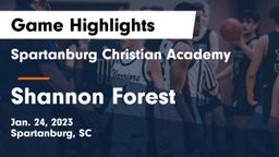 Spartanburg Christian Academy  vs Shannon Forest Game Highlights - Jan. 24, 2023