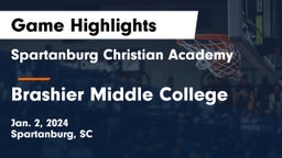 Spartanburg Christian Academy  vs Brashier Middle College Game Highlights - Jan. 2, 2024