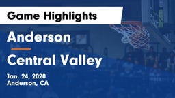 Anderson  vs Central Valley  Game Highlights - Jan. 24, 2020
