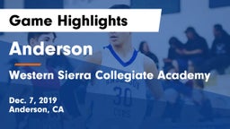 Anderson  vs Western Sierra Collegiate Academy Game Highlights - Dec. 7, 2019