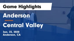 Anderson  vs Central Valley  Game Highlights - Jan. 23, 2020