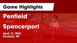 Penfield  vs Spencerport  Game Highlights - April 12, 2022