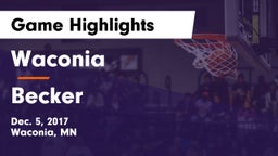 Waconia  vs Becker Game Highlights - Dec. 5, 2017