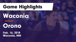 Waconia  vs Orono  Game Highlights - Feb. 16, 2018