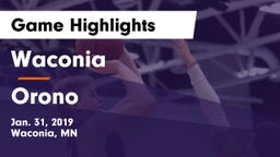 Waconia  vs Orono  Game Highlights - Jan. 31, 2019