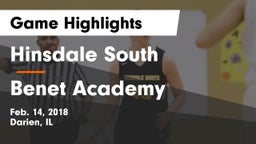Hinsdale South  vs Benet Academy  Game Highlights - Feb. 14, 2018