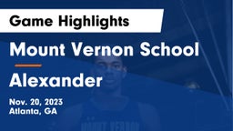 Mount Vernon School vs Alexander  Game Highlights - Nov. 20, 2023