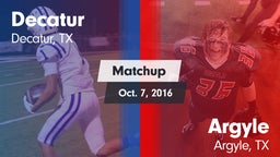 Matchup: Decatur  vs. Argyle  2016