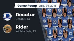 Recap: Decatur  vs. Rider  2018