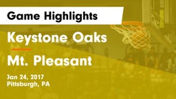 Keystone Oaks  vs Mt. Pleasant  Game Highlights - Jan 24, 2017