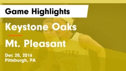 Keystone Oaks  vs Mt. Pleasant  Game Highlights - Dec 20, 2016