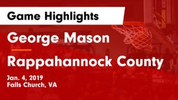 George Mason  vs Rappahannock County  Game Highlights - Jan. 4, 2019