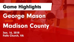 George Mason  vs Madison County  Game Highlights - Jan. 16, 2018