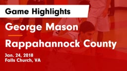 George Mason  vs Rappahannock County  Game Highlights - Jan. 24, 2018