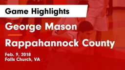 George Mason  vs Rappahannock County  Game Highlights - Feb. 9, 2018
