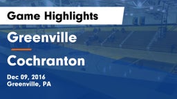 Greenville  vs Cochranton  Game Highlights - Dec 09, 2016