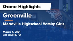 Greenville  vs Meadville Highschool Varsity Girls Game Highlights - March 4, 2021