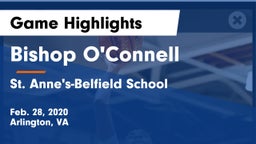 Bishop O'Connell  vs St. Anne's-Belfield School Game Highlights - Feb. 28, 2020