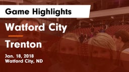 Watford City  vs Trenton Game Highlights - Jan. 18, 2018
